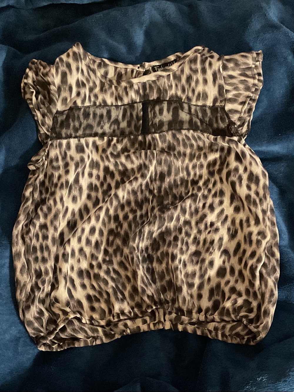 Fashion Web Leopard Print Sheer Panel Top - Neutral Leopard